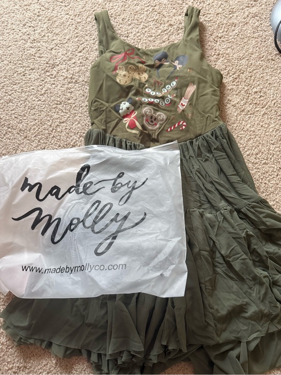 Made By Molly Dresses & Skirts - Made by Molly Olive Green Sleeveless Dress with Festive Appliqué